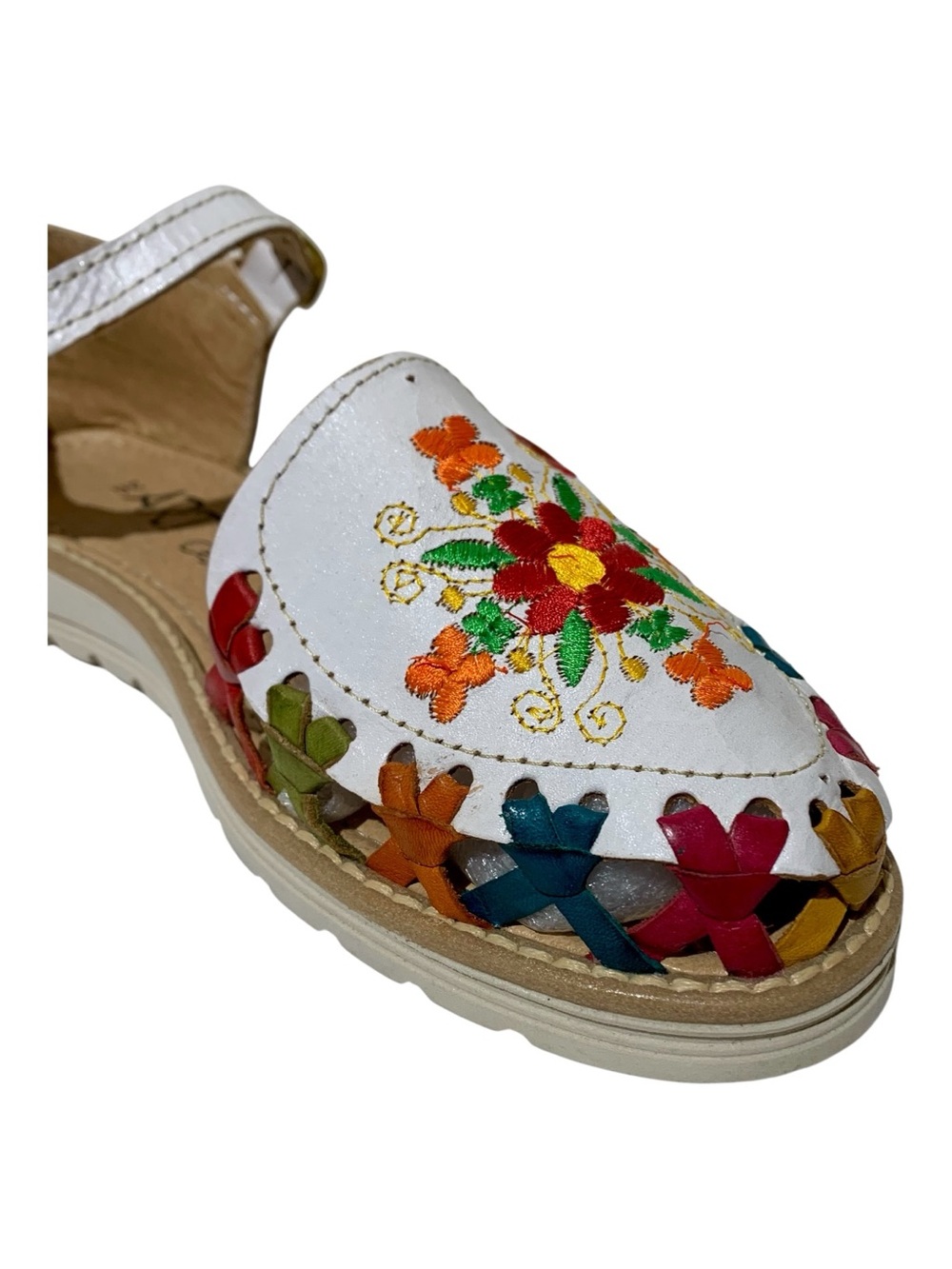 Women’s Art Esano de Ceja Floral Embroidered Closed Toe Leather Sandals Size 9 - Picture 3 of 6